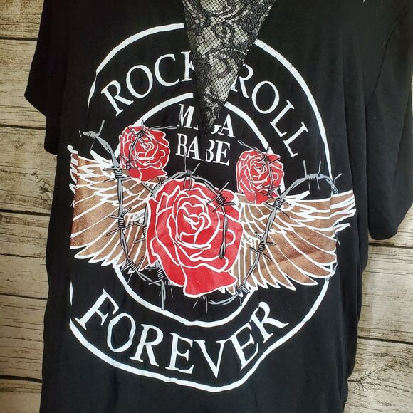 Brandy Blu Black Forever Rock Graphic Tee Size 3X NWT - Picture 2 of 7